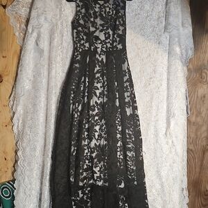Choies Black Floral Lace High Low Dress